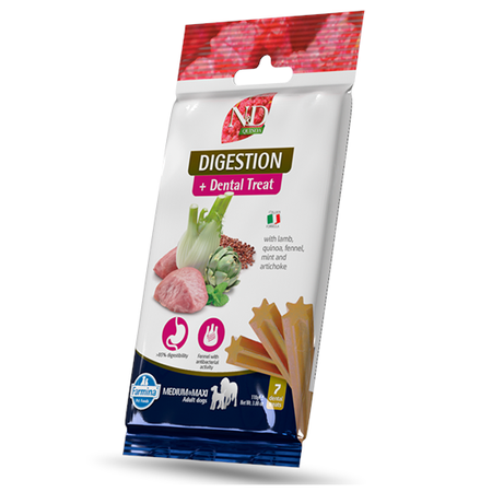 Farmina N&D Digestion Dental Treat Medium Maxi 100g Przysmak Dentystyczny Dla Psa z Wrażliwym Żołądkiem