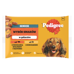 Pedigree Senior Wybór Smaków 4x100g Mokra Karma Dla Psów Z Wołowiną Wątróbką Kurczakiem W Galaretce