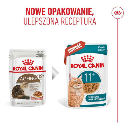 Royal Canin Ageing 11+ Karma Mokra 85g Kawałki w Sosie Dla Kotów Dojrzałych Po 11 Roku Życia