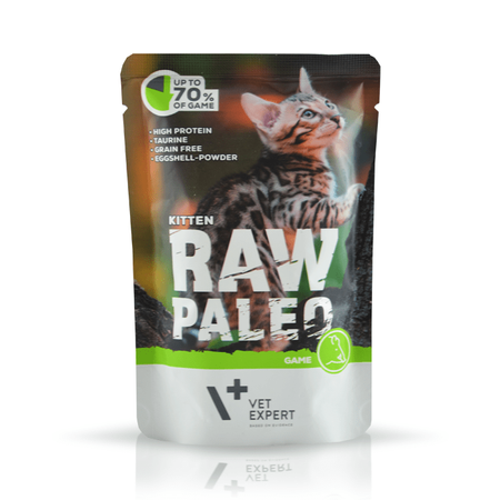 Vet Expert Raw Paleo Kitten Game 100g Saszetka Karma Mokra z Dziczyzną Dla Kociąt