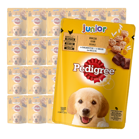 Pedigree Junior Saszetka 24x100g Mokra Karma Dla Psa Kawałki Bogate W Kurczaka W Galaretce