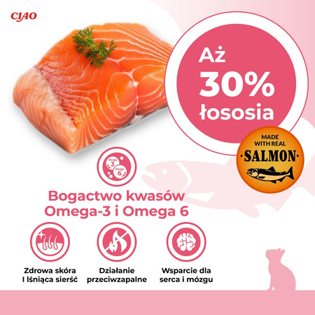 Inaba Cat Churu Salmon With Scallop Flavour 4x14g (56g) Kremowy Przysmak Dla Kota Pasta z Łososiem i Przegrzebkami