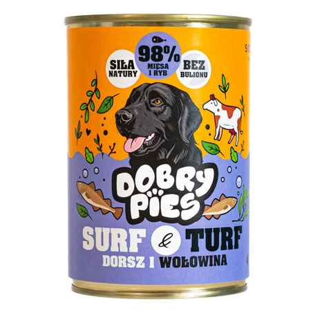 Dobry Pies Surf & Turf 400g Mokra Karma Dla Dorosłych Psów Z Dorszem I Wołowiną