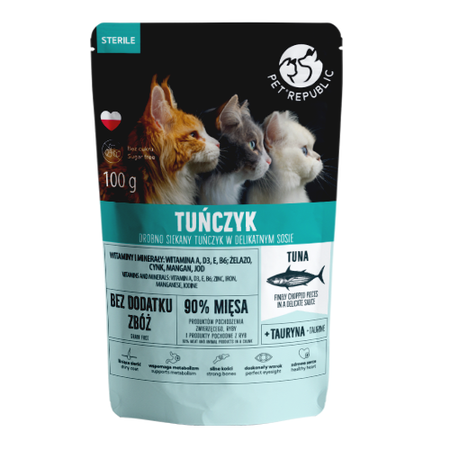 Petrepublic Mokra Karma Dla Kota Filet Z Tuńczyka 100g Kawałki W Sosie Dla Kotów Sterylizowanych