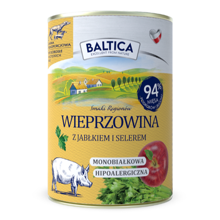 Baltica Wieprzowina z Jabłkiem 400g Monoproteinowa Hipoalergiczna Bezzbożowa Mokra Karma Dla Psa
