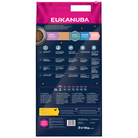 EUKANUBA Adult z Kurczakiem 15kg Sucha Karma Dla Dorosłych Psów Średnich Ras