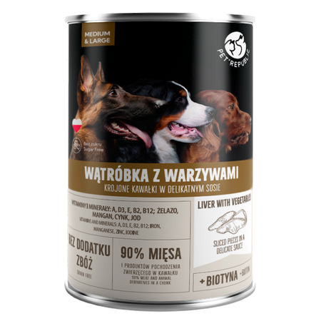 PetRepublic Wątróbka z Warzywami w Sosie 1250g Mokra Karma Dla Dorosłych Psów Średnich i Dużych Ras
