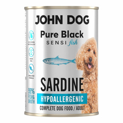John Dog Pure Black Adult Sensi Fish 400g Hipoalergiczna Mokra Karma Z Sardynką Dla Psów Z Wrażliwym Układem Pokarmowym