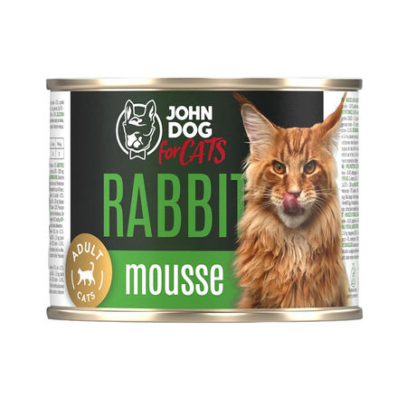John Dog For Cats 200g Mokra Karma Dla Dorosłych Kotów Z Królikiem Mus