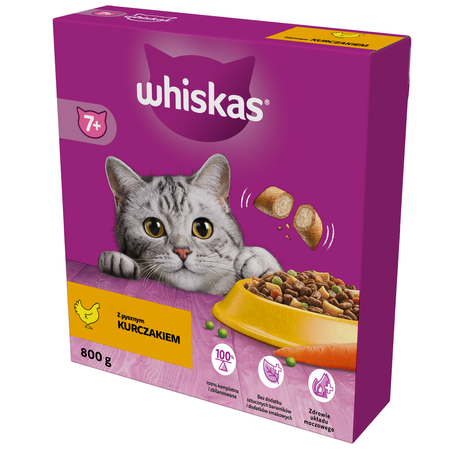 Whiskas Senior 5x800g Sucha Karma Pełnoporcjowa Dla Starszych Kotów Z Kurczakiem