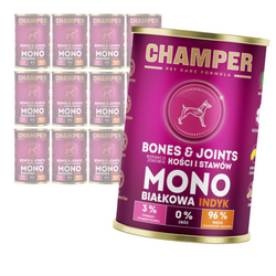 Champer Bones & Joints 12x400g Monobiałkowa Mokra Karma Dla Psa Z Indykiem Wsparcie Zdrowia Kości I Stawów