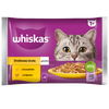 WHISKAS Adult Saszetki 4 x 85g Drobiowa Uczta Mokra Karma Dla Dorosłego Kota w Galaretce Kawałki z Kurczakiem i Indykiem