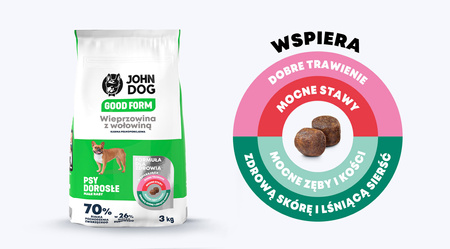John Dog GOOD FORM ADULT MINI Wieprzowina z Wołowiną 3kg - sucha karma dla psów