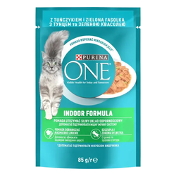 Purina One Indoor Formula 85g Mokra Karma Dla Kota Z Tuńczykiem I Zielona Fasolką
