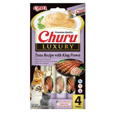 Inaba Cat Churu Luxury 4x14g (56g) Kremowy Przysmak Dla Kota Tuńczyk z Krewetkami Tygrysimi