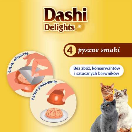 Inaba Cat Dashi Delights 70g Uzupełniająca Karma Dla Kota Bulion z Tuńczykiem i Łososiem