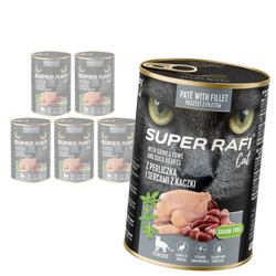 Super Rafi Cat 6x400g Bezzbożowa Mokra Karma Dla Kotów Sterylizowanych Z Perliczką I Sercami Z Kaczki