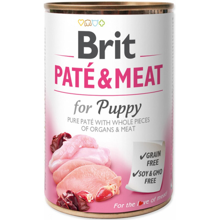 Brit Pate&Meat Mokra Karma Dla Szczeniąt z Kurczakiem i Indykiem Puszka 12x400g