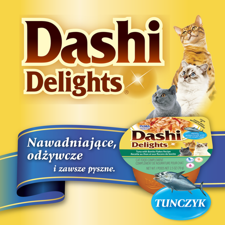 Inaba Cat Dashi Delights 70g Uzupełniająca Karma Dla Kota Bulion z Tuńczykiem i Płatkami Bonito