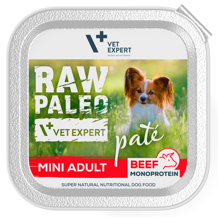 Raw Paleo Pate Mini Adult Beef Tacka 150g Mokra Karma Dla Psów Małych Ras z Wołowiną