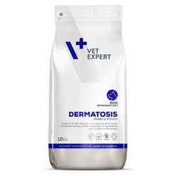 Vet Expert Dermatosis 12kg Sucha Karma Weterynaryjna z Królikiem Dla Psa z Alergią i Wrażliwą Skórą