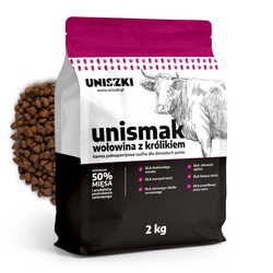 Uniszki Unismak Pełnoporcjowa Sucha Karma Dla Dorosłego Psa Wołowina Z Królikiem 2kg