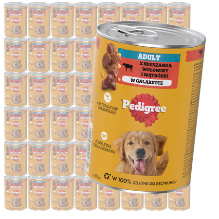 Pedigree Z Wołowiną I Wątróbką W Galaretce 48x400g Dla Dorosłych Psów Mokra Karma