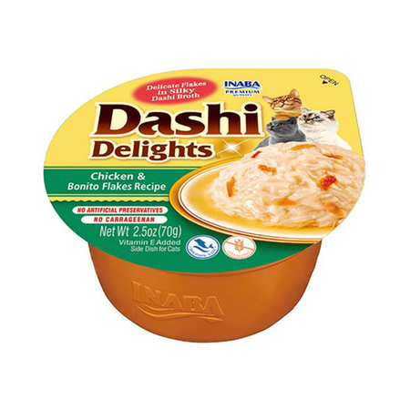 Inaba Cat Dashi Delights 6x70g Uzupełniająca Karma Dla Kota Bulion z Kurczakiem i Płatkami Bonito 3+3 Gratis