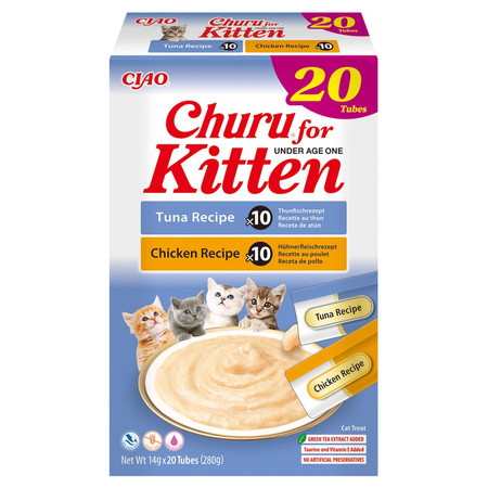 Inaba Cat Churu Kitten 20x14g Kremowy Przysmak Dla Kociąt Pasta Mix Kurczak I Tuńczyk