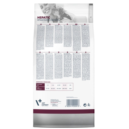 Vet Expert Hepatic 12kg Sucha Karma Weterynaryjna z Drobiem Dla Psa Wspomaganie Funkcji Wątroby