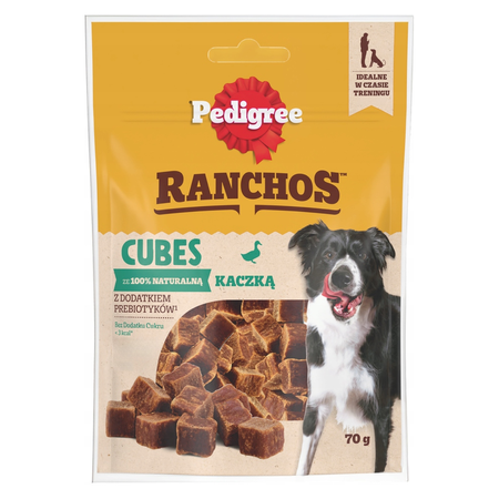 Pedigree Ranchos Cubes z Kaczką 70g Treserki Przysmak Dla Psa