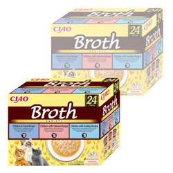 Inaba Cat Ciao Broth 48x40g Uzupełniająca Karma Dla Kota Bulion z Kurczakiem Łososiem Tuńczykiem i Przegrzebkami