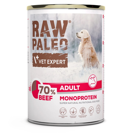 Vet Expert Raw Paleo Adult Monoprotein 400g Mokra Karma Dla Psa z Wołowiną
