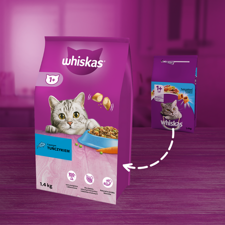 Whiskas Adult 6x1,4kg Sucha Karma Pełnoporcjowa Dla Dorosłych Kotów Z Tuńczykiem