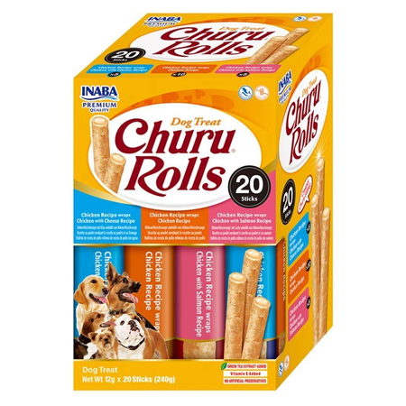 Inaba Dog Churu Rolls Variety 20x12g Przysmak Dla Psa Pałeczki Z Kremowym Nadzieniem Mix Smaków