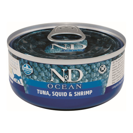 Farmina N&D Cat Ocean Tuna Squid & Shrimp 70g Mokra Karma Dla Kota Kalmar Tuńczyk Krewetka