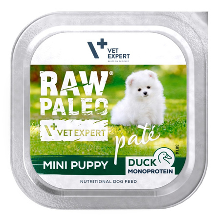 Raw Paleo Duck Pate Mini Puppy 150g Monoproteinowa Mokra Karma Pasztet Dla Szczeniąt Małych Ras Z Kaczką