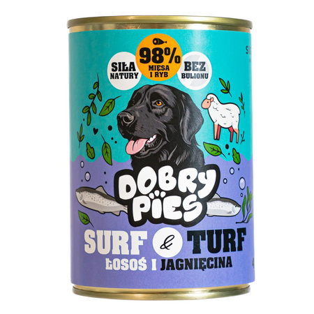 Dobry Pies Surf & Turf 400g Mokra Karma Dla Dorosłych Psów Z Łososiem I Jagnięciną