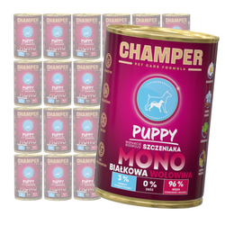 Champer Puppy Monobiałkowa 24x400g Mokra Karma Dla Szczeniąt Z Wołowiną Wsparcie Rozwoju