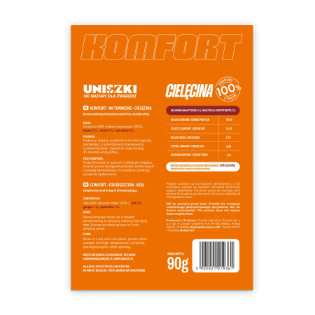 Uniszki Functional Komfort 90g Naturalny Przysmak Dla Psa z Cielęciną Trawienie i Lekkość