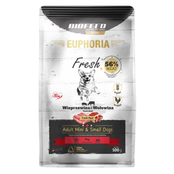 Biofeed Euphoria Fresh Pork & Beef 500g Sucha Karma Dla Dorosłych Psów Miniaturowych I Małych Ras Ze Świeżą Wieprzowiną