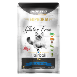 Biofeed Euphoria Gluten Free Hairball 400g Sucha Karma Dla Kota z Indykiem i Łososiem