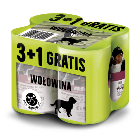 PetRepublic Wołowina z Warzywami w Sosie 3+1 GRATIS 4x400g Mokra Karma Dla Psa