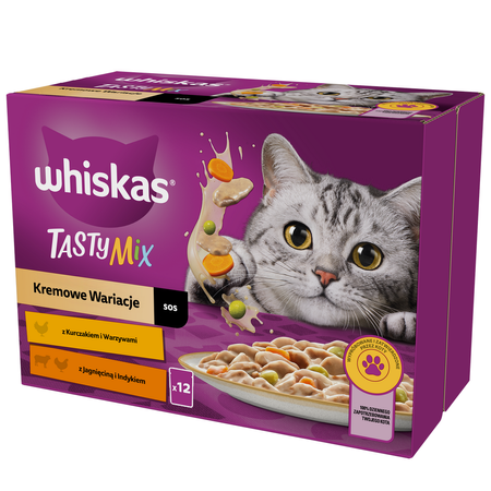 Whiskas Adult 48x85g Kremowe Wariacje Mokra Karma Pełnoporcjowa Dla Dorosłych Kotów W Sosie