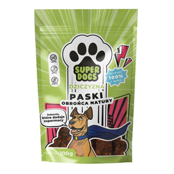 Uniszki Superdogs Obrońca Natury Paski 100g Naturalny Przysmak Dla Psa Z Dziczyzny