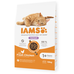 Sucha Karma Iams for Vitality Hairball Dla Dorosłych I Starszych Kotów Ze Świeżym Kurczakiem Zwalcza Kule Włosowe 10kg