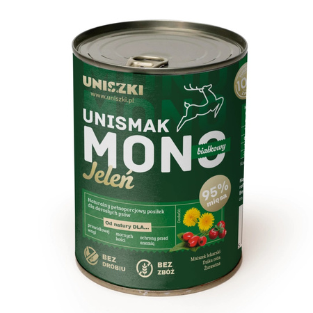 Uniszki Unismak Monobiałkowy Jeleń 400g Bezzbożowa Mokra Karma dla Psa