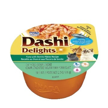 Inaba Cat Dashi Delights 70g Uzupełniająca Karma Dla Kota Bulion z Tuńczykiem i Płatkami Bonito