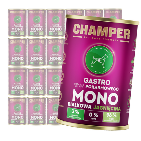 Champer Gastro 24x400g Monobiałkowa Mokra Karma Dla Psa Z Jagnięciną Wsparcie Układu Pokarmowego