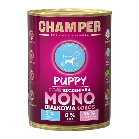 Champer Puppy Monobiałkowa 6x400g Mokra Karma Dla Szczeniąt Mix Smaków Wsparcie Rozwoju